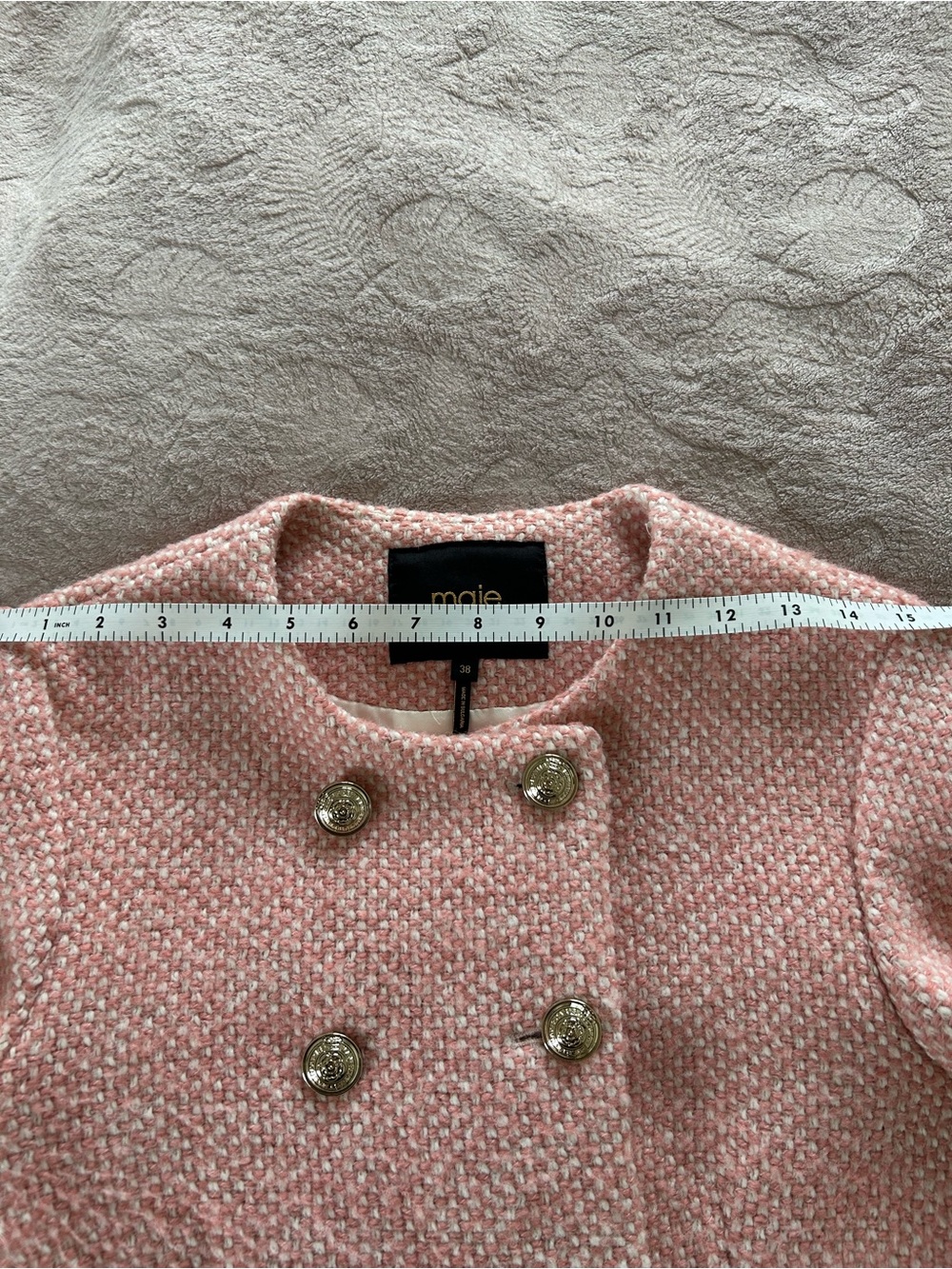 Maje Pink Tweed Double-Breasted Jacket and Skirt Set - Picture 12 of 15